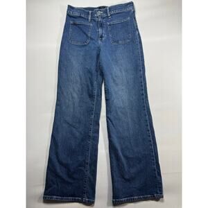 J.Crew Women's Full Length Wide Leg Patch Pocket Denim Jeans - Size 28 (30x29.5)